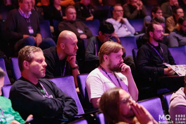 Attendees in the main hall